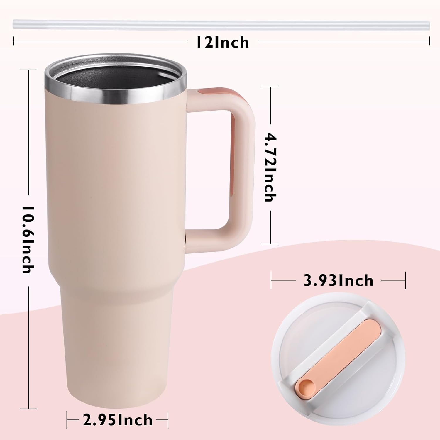 Tumbler with lid and Straw 1200ml Cup Stainless Steel